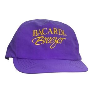 Vintage Bacardi Hat Panel Cap Mens Medium  Breezer 90s Liquor Purple